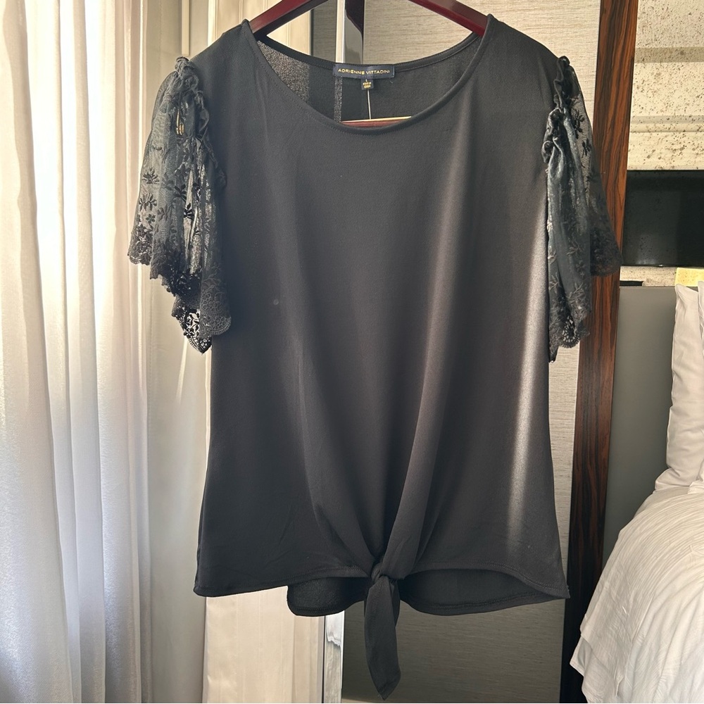 NWT Lace Sleeve Tee by Adrienne Vittadini